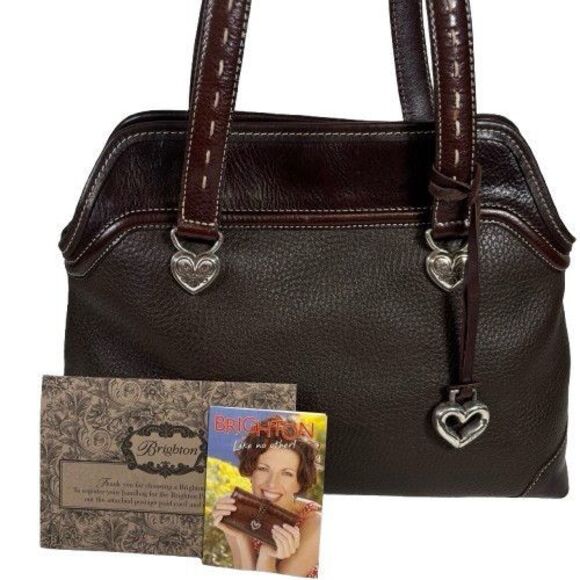 New Brighton Brown Mixed Leather Hobo Shoulder Bag Tote Purse MRP $270 - Picture 1 of 16